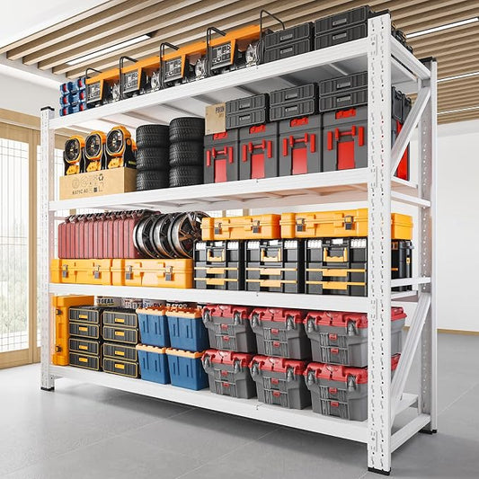 RAVIGIN 7000LBS Storage Shelves,79" W Garage Shelving Heavy Duty Metal Adjustable Garage Shelves, Shelving Units Industrial Shelving for Warehouse,79" W x 24" D x 79" H,White