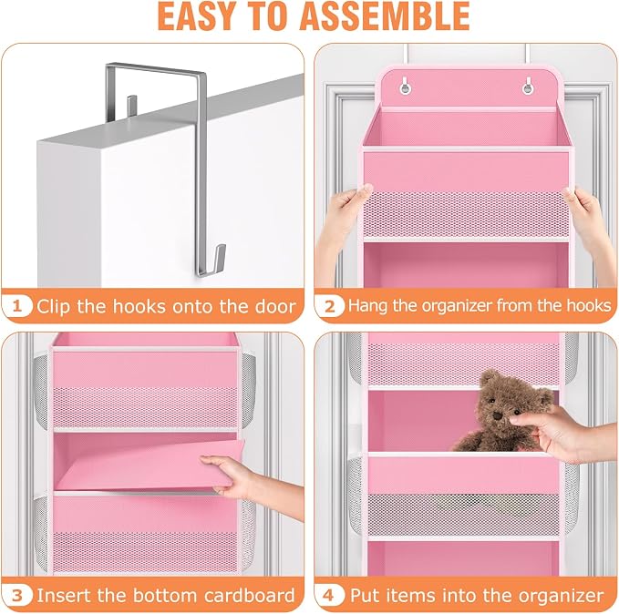 Over The Door Organizer Storage Large Capacity Hanging Bedroom Storage | 5 Shelves, 40 LB Capacity, Foldable Mesh Design, Clear Window, Sturdy, Large Storage Organizer for Nursery, Pantry & Closet