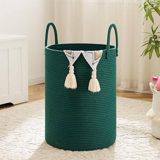 Artfeel Laundry Basket,Woven Cotton Rope Laundry Hamper,100L for Decorative Storage of Dirty Clothes,Toys and Blankets in Bathroom,Baby Room and Living Room