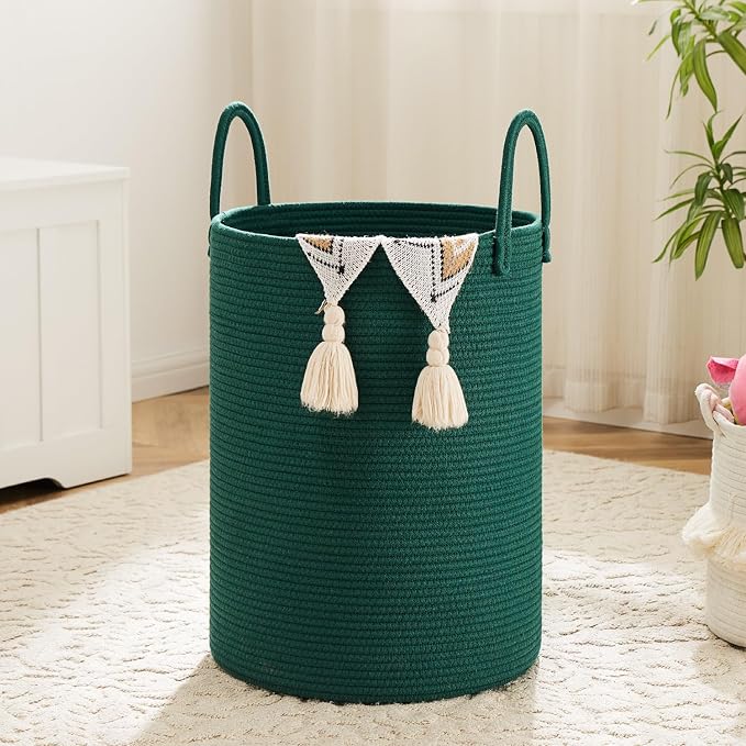 Artfeel Laundry Basket,Woven Cotton Rope Laundry Hamper,60L for Decorative Storage of Dirty Clothes,Toys and Blankets in Bathroom,Baby Room and Living Room