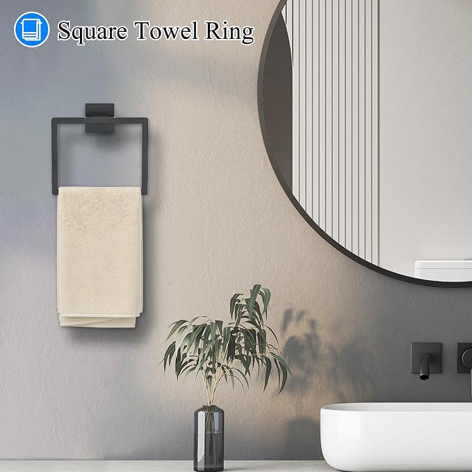 10-Piece Matte Black Bathroom Hardware Accessories Set Towel Bar Set for Bathroom 23.6 inch Towel Bar,Stainless Steel Wall Mounted Towel Holder