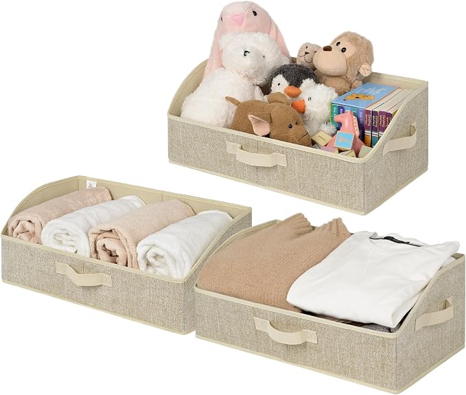 GRANNY SAYS Trapezoid Closet Storage Bins, Large, Honey Beige, 3-Pack | Shelf Storage Baskets, Clothes Storage Bin, Closet Organizer and Storage Bins, Clothing Bins for Closet Shelves