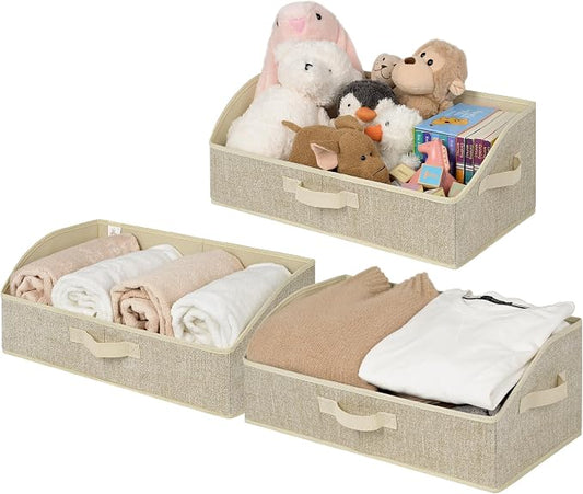 GRANNY SAYS Trapezoid Closet Storage Bins, Large, Honey Beige, 3-Pack | Shelf Storage Baskets, Clothes Storage Bin, Closet Organizer and Storage Bins, Clothing Bins for Closet Shelves
