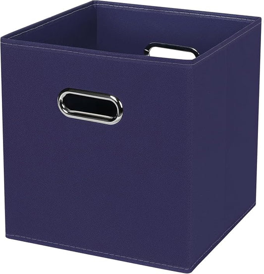 Black Foldable Storage Cubes Bins , Fabric Storage Box Cubes Organizer Baskets with Dual Handles for Home Organizer (Navy Blue)