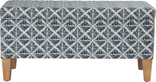 HomePop 36" Decorative Storage Bench - Blue Geometric Pattern