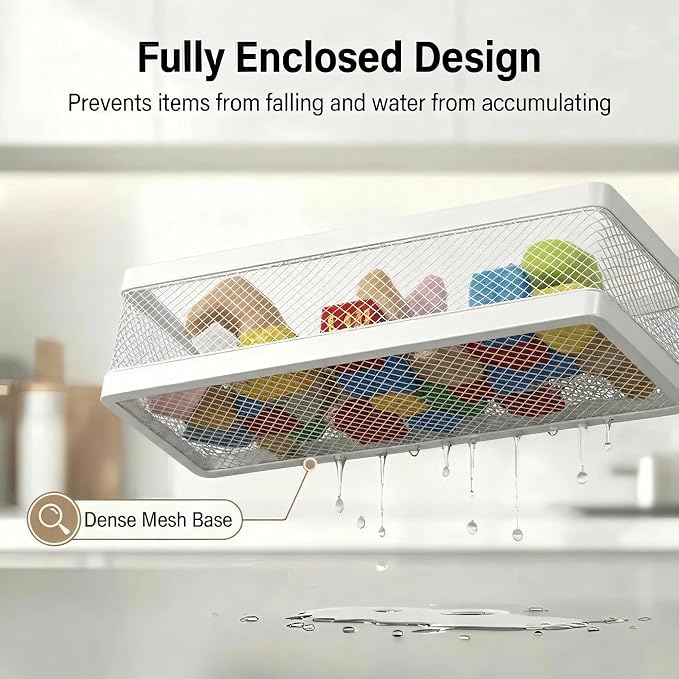 PUSDON 16.5-Inch Extra Long Slim Mesh Shower Caddy, Wall Mounted Bathroom Organizer with Adhesive, Heavy Duty Rustproof Shelf for Narrow Kitchen Pantry & RV, Holds 50 LBS 2-Pack - White Netting