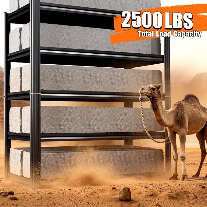 71" Hx35 Wx16 DMetal Garage Shelving-2500LBS 5 Tier Storage Shelves,Adjustable Heavy Duty Shelving Unit and Storage Large Rack,Utility Steel Shelf for Shop Warehouse Industrial Pantry Basement