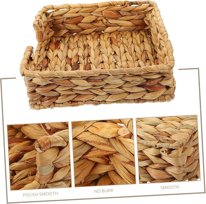 MAGICLULU Storage Basket Square Woven Craft Organizer for Desk Home Decorative Sundries Holder for Snacks and Small Items Natural Straw Design