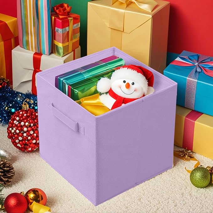 ShellKingdom Storage Bins, Foldable Fabric Storage Cube And Cloth Organizer | Storage Drawer For Closet And Toys, 13 X 13 X 13 INCH, 2 Pack (Lavender)