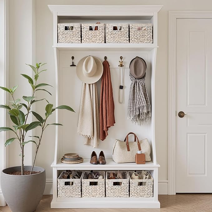 StorageWorks Pantry Baskets, Wicker Storage Baskets for Organizing, Pantry Organizers and Storage, Water Hyacinth, Natural