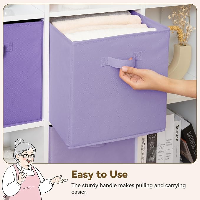 GRANNY SAYS Cube Storage Bins, 13 Inch Cube Storage Organizer, Fabric Storage Bins, Storage Cubes for Shelves, Closet, Purple Gradient, 6-Pack