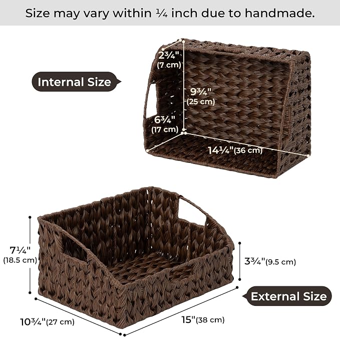 Granny Says Wicker Storage Basket For Shelves, Large Wicker Basket | Wicker Storage Baskets For Pantry, Open Front Basket For Shelves, Kitchen Storage Baskets, Decorative Basket For Home Decor