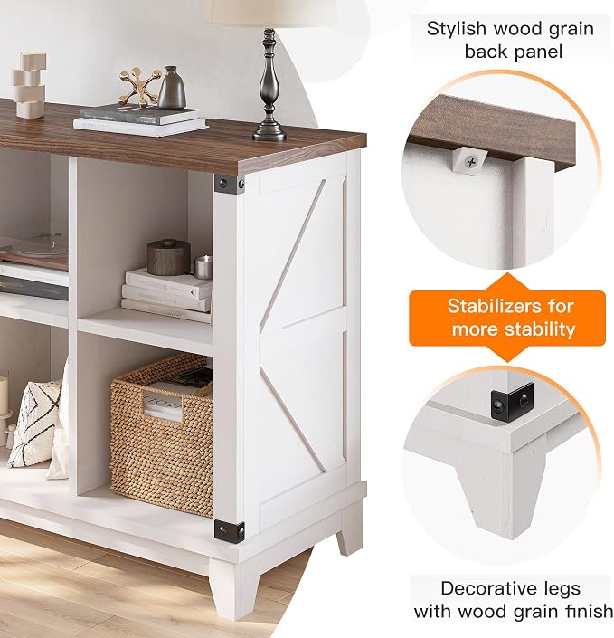 EnHomee Farmhouse 6-Cube Storage Organizer for Living Room, White | Home Organization Lovers, Wood & Metal, Holds 286 Lbs, Anti-Tip & Stabilizers