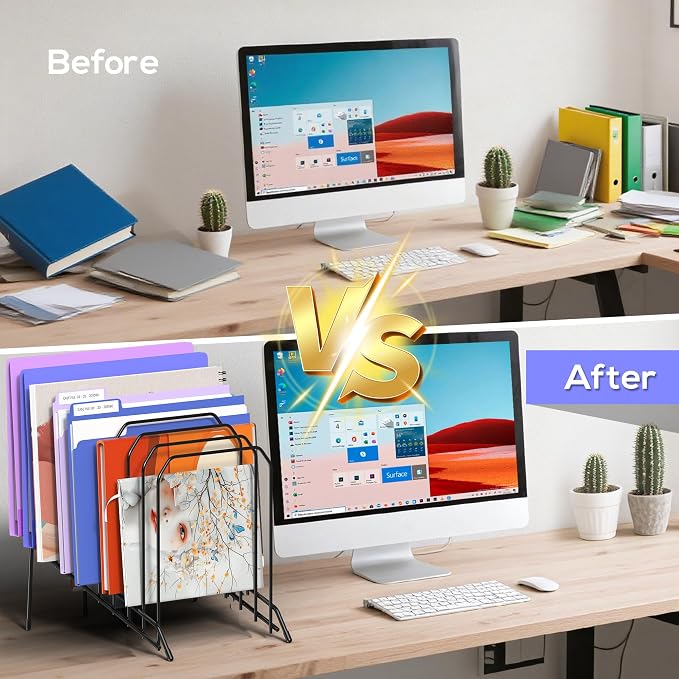 Gawerk Incline Metal Desk File Organizer with 8-Section 2 Pack
