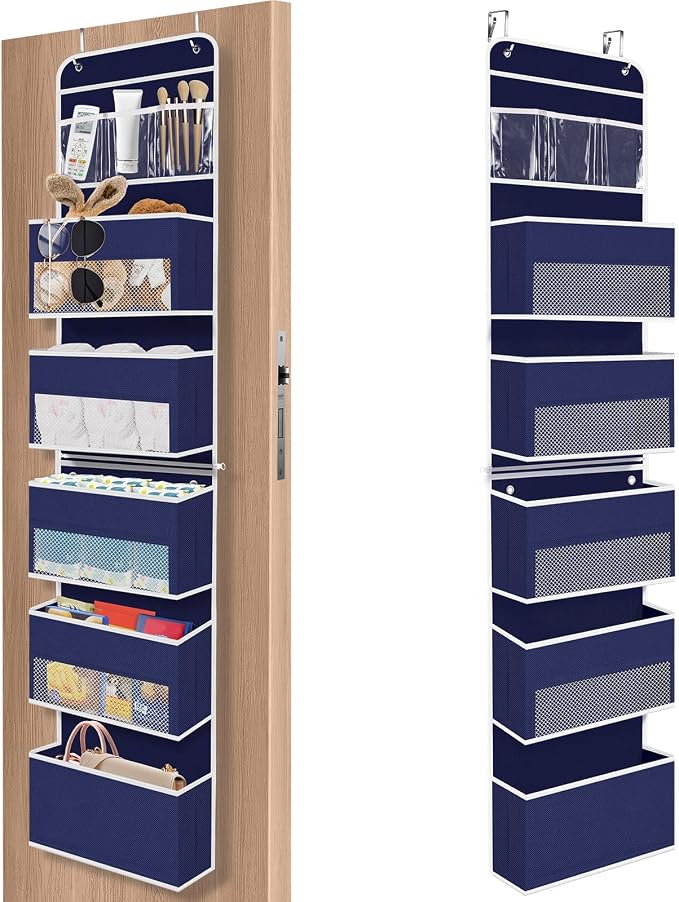 1Pack Over The Door Organizer Large Capacity Hanging Storage Room Organizer | 40 lb Capacity, Ultra-Sturdy, Detachable, Mesh Design with Clear Window, Space-Saving Organizer for Pantry, Nursery & Closet