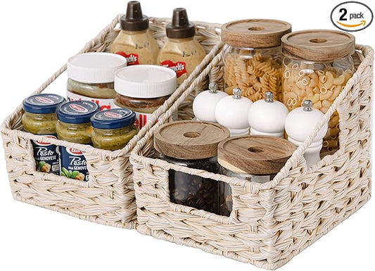 Granny Says Wicker Baskets For Organizing, Wicker Baskets For Storage | Wicker Storage Baskets For Pantry, Open Front Basket For Shelves, Kitchen Storage Baskets, Decorative Basket For Home Decor
