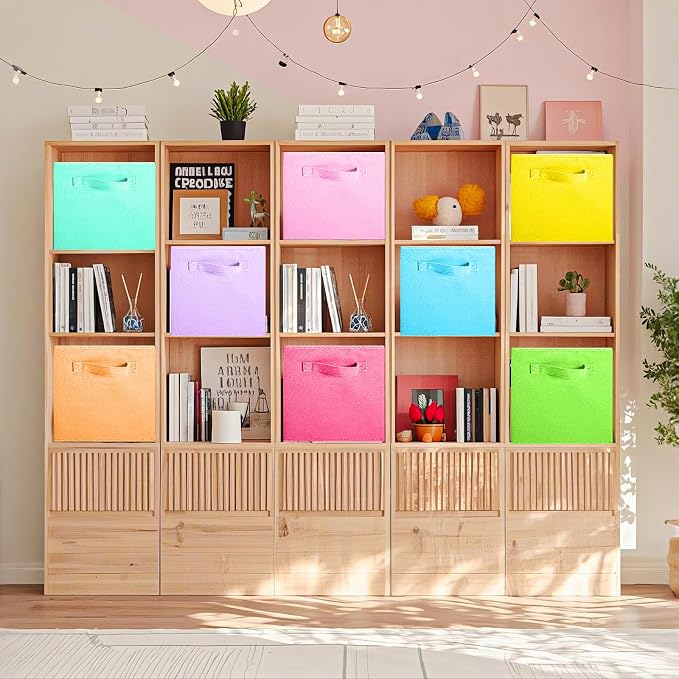 ShellKingdom Storage Bins, Foldable Fabric Storage Cubes, 8 Pack, 8 Colors | Cloth Organizer Drawer For Closet And Toys, 10.5 X 10.5 X 11 INCH, (Mix Colors)