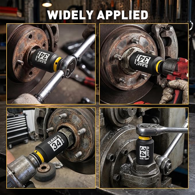 34 mm Socket 1/2" Drive Deep Impact Socket, Metric 6 Point 1/2-inch Drive Impact Axle Nut Sockets, CR-MO Nut Socket Set, Tools for Easy Removal of Axle Shaft Nuts