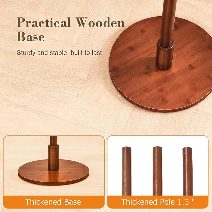 VECELO Coat Rack Freestanding, Entryway Hanger Stand, Umbrella Holder, Hall Tree With Hooks, Floor Standing Tree Stand,Walnut