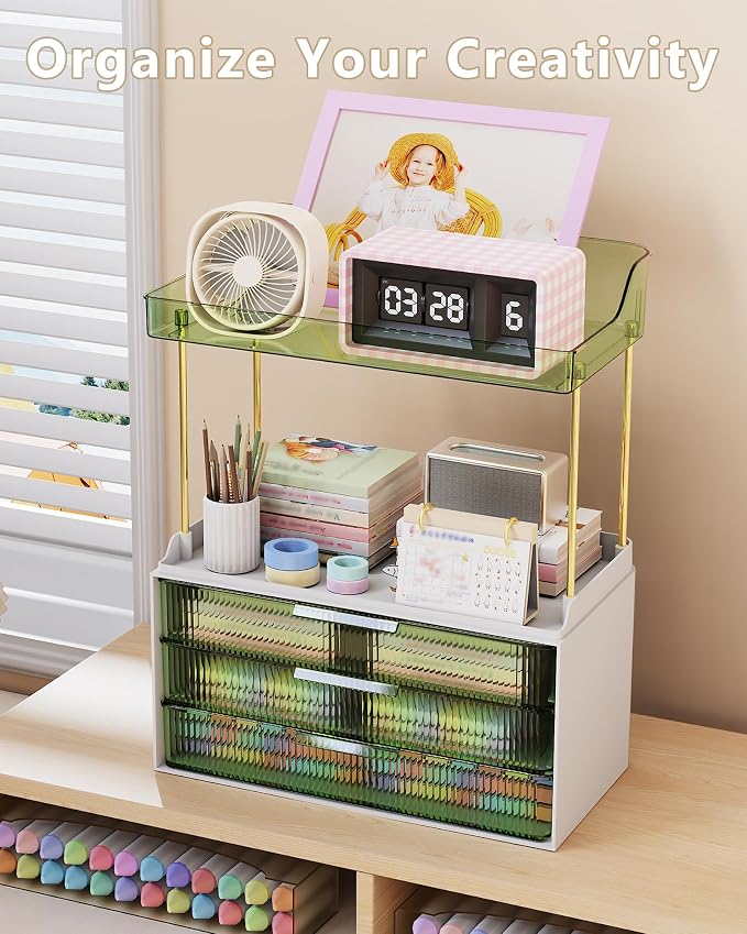 Anylady Bathroom Organizers and Storage, Makeup Organizer (Sturdy Durable Attractive), Ideal for Vanity, Countertop, Counter, Perfume, Skincare, Cabinet, Cosmetic, Dresser Organizer (Green)