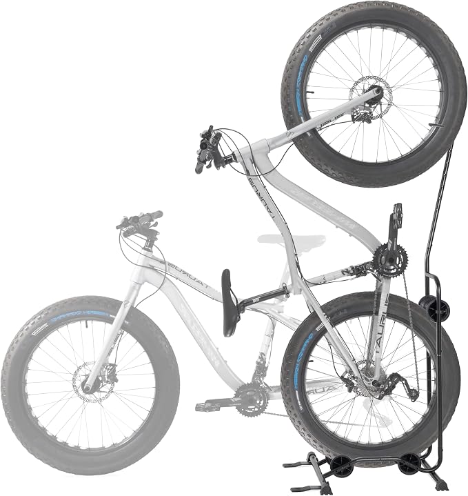 CyclingDeal Upright Bike Stand - Premium Quality Vertical & Horizontal Adjustable Bicycle Floor Parking Rack - for Storing MTB Road Bikes - up to 29” Wheel Size - for Fat Bike - 1 Bike