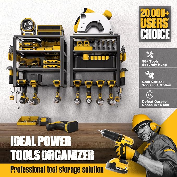 Spampur Power Tool Organizer Wall Mount | 4 Layers, Heavy Duty, Garage Storage