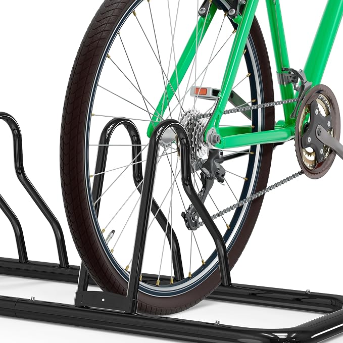 Simple Houseware 2-Bike Adjustable Floor Storage Rack for Garage, Black | Bicycle Parking Stand Organizer for Road and Kids Bikes