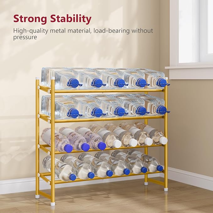 Expandable Shoe Rack for Closet 4 Tier, 28“-41“Stackable, Gold | Adjustable Shoe Organizer Closet Shoe Rack Floor, Metal Shoe Shelf Storage for Entryway, Closet, Garage, Front Door Entrance