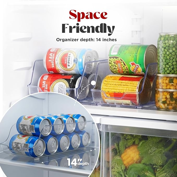Utopia Kitchen Soda Can Organizer for Refrigerator & Pantry, 4 Pack, Clear | Durable Can Storage Organizer for Fridge & Kitchen Organization