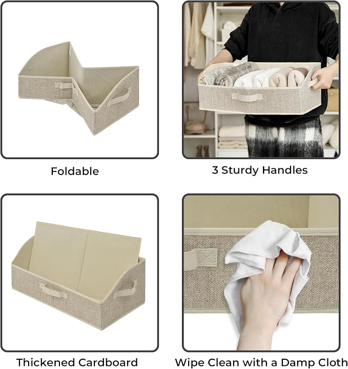 GRANNY SAYS Trapezoid Closet Storage Bins, Large, Honey Beige, 3-Pack | Shelf Storage Baskets, Clothes Storage Bin, Closet Organizer and Storage Bins, Clothing Bins for Closet Shelves