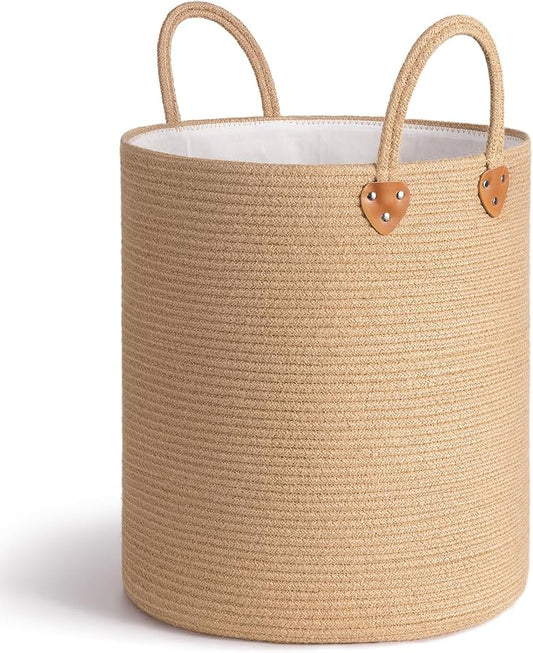 CHICVITA 70L Large Laundry Basket for Clothes, Jute Srorage Basket for Blankets Living Room, Tall Laundry Hamper for Home Décor, Wicker Woven Baskets for Nursery Toy Storage, 16" X 16" X 20"