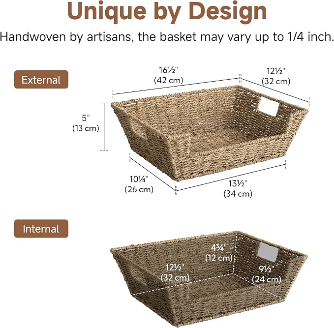 Storageworks Pantry Baskets For Organizing, Woven Baskets, Seagrass