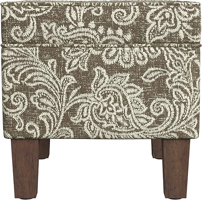 Spatial Order 22" Dinah Collection Storage Ottoman - Brown Jacobean Print