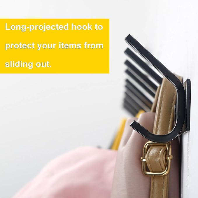 WEBI Coat Rack Wall Mounted,24 Inch 8 Hooks for Hanging Coats,Hook Rack Hook Rail Coat Hanger Wall Mount for Backpack,Clothes,Jacket,Black,2 Packs