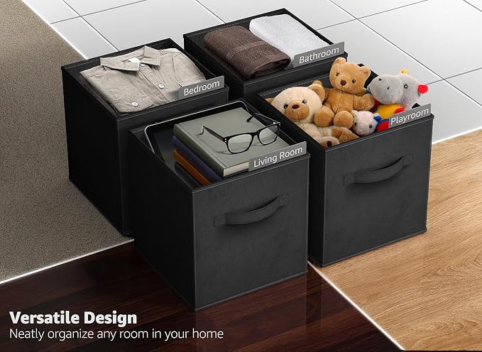 Sorbus 13 Inch Storage Bins - Sturdy Collapsible Fabric Storage Cubes with Handle - 8 Foldable Baskets for Organizing Clothes, Toys, Books - Storage Baskets for Shelves, Closets