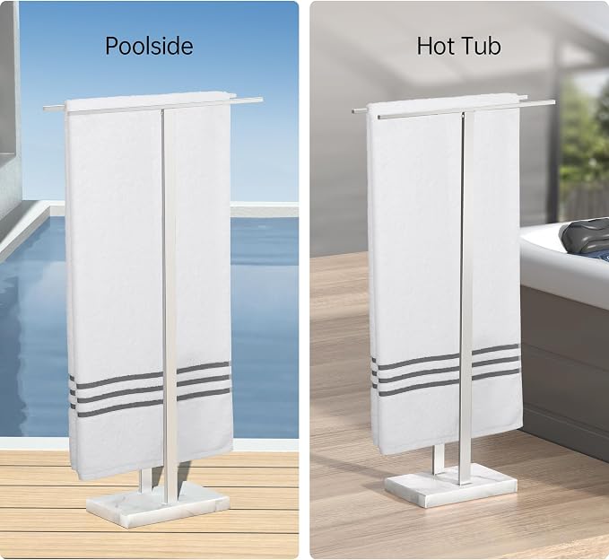 KES 37" H Standing Towel Rack, Heavy Marble Base, Brushed Finish | Taller Version, Equal Height, Fits Large Bath Towels, Free Standing Towel Holder, SUS304 Stainless Steel
