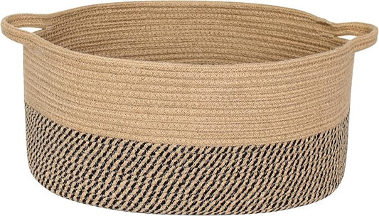 MEGASKET Jute Wicker Basket with Handles, 17"x12"x8" Medium Woven Storage Baskets for Organizing Kids Toy, Gifts, Book, Towel, Cloth, Boho Storage Bin for Shelves, Entryway, Closet, Home Decor