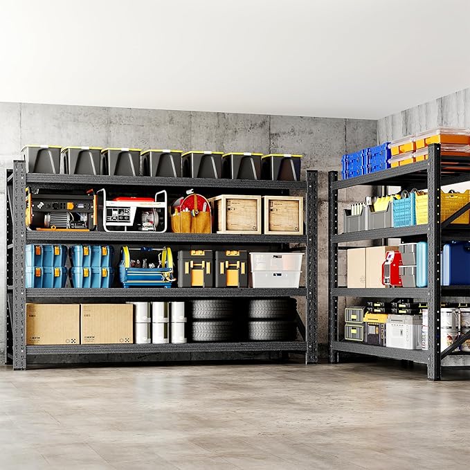BYNSOE Heavy Duty Storage Shelving Unit 71''W, 4 Tier Adjustable Garage Shelving Rack, 5000 lbs Capacity Steel Storage Rack, Shelves for Garage, Basement, Warehouse71 W X 24" D X 69" H