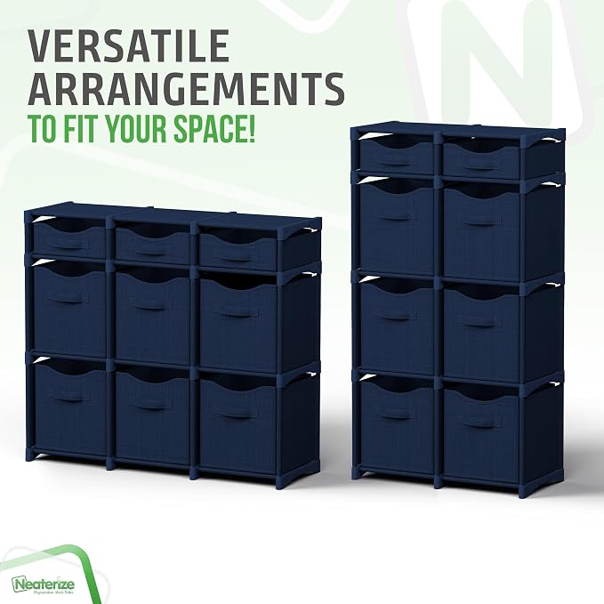 Cube Storage Organizer with Storage Bins Included - The Perfect Closet Organizers and Storage Solution. Includes 9 Storage Cubes, Great For Toy Storage, Closet Storage, Clothes Storage (Navy)