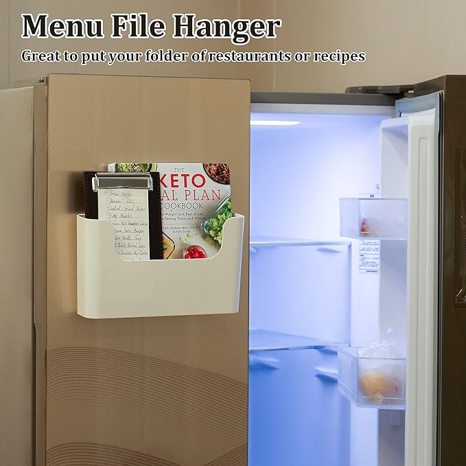 YOHOM No Drilling File Holder Wall Mails Magazines Organizer Adhesive Door Mount, Single Pocket(WHITE, 1 PCS)