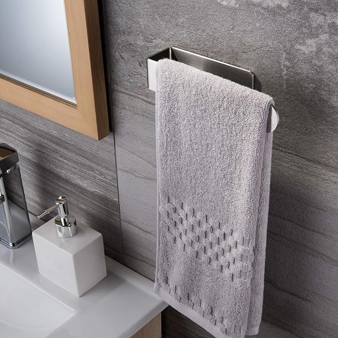 Taozun Hand Towel Holder/Hand Towel Ring - Self Adhesive Bathroom Towel Bar Stick on Wall, SUS 304 Stainless Steel Brushed | Hand Towel Rack, 7.9 Inch, For Bathroom/Kitchen/RV/Renter, Space Saver, Easy to Install, Peel and Stick, No Drilling, Sturdy