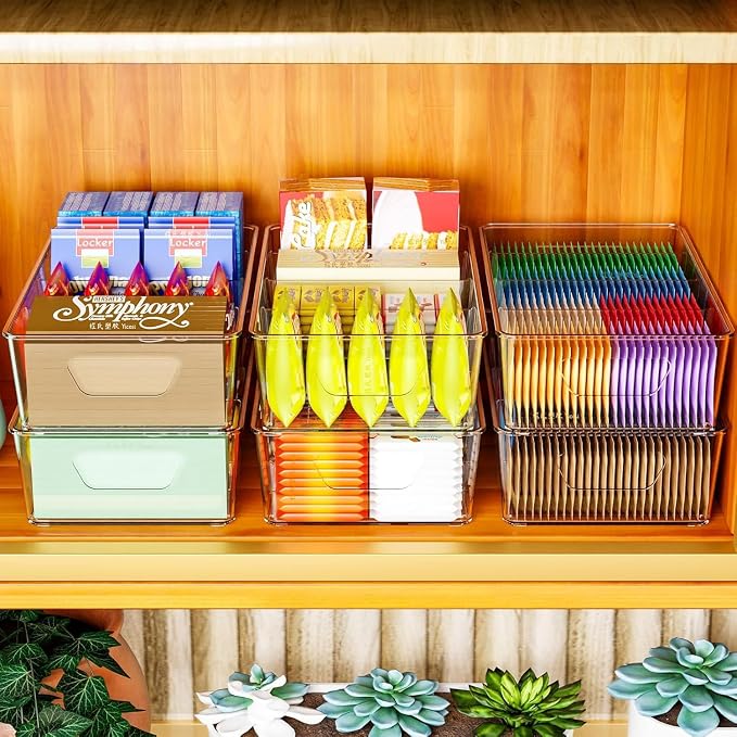 Stackable 2 Pack Snack Organizer for Pantry Shelf,Clear Pantry Organizers and Storage Bins for Fridge,Office,Cupboard,Plastic Pantry Snack Organizer For Breast Milk,Tea Bag,Food Storage Containers