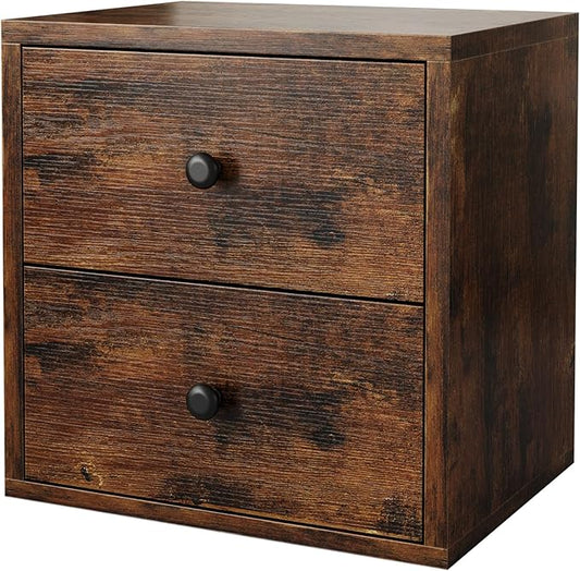 FUSUNBAO Magic DIY Cube Storage Organizer Stackable Cubes for Home Books Clothes Toy-Modular Cubby Storage System-Office Cubical-Bookcase Closet (Antique Brown, Drawer Cube)