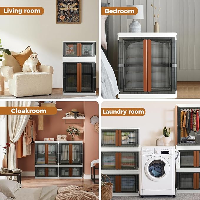 Wardrobe, Closet, Collapsible Storage Cabinet, Useful Box with Large Capacity, 37.5 Gal (142 L), Stackable on Box (19 Gal), Easy Storage of Clothes, Installation Free