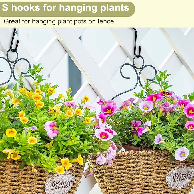 ESFUN 30 Pack 2.4 inches S Hooks for Hanging on Wire Shelves, Black S Shaped Hanging Hooks Hangers Pan Holder Pot Wire Rack Hooks for Kitchenware Spoons Pans Pots Utensils Jeans Bags Towels Plants,