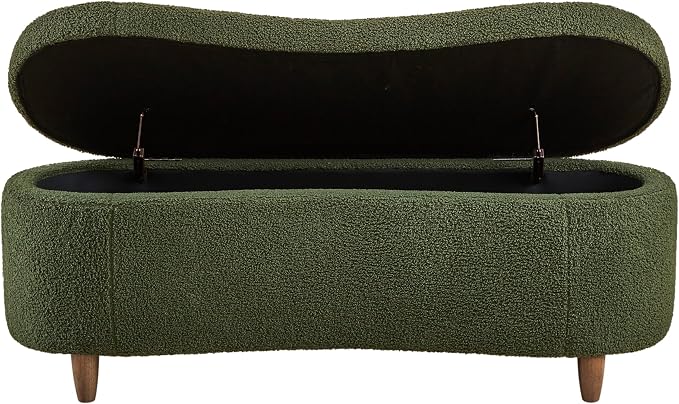 Bailey Boucle-Style Curved Storage Accent Bench