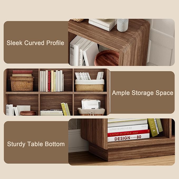 ChooChoo 6 Cube Storage Organizer, Wooden Bookcase with Storage | Cube Storage Bookshelf for Bedroom and Home Office, Brown Walnut