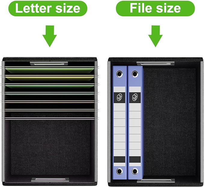 File Organizer Box with Lids, Collapsible File Folder Organizer | File Box with Plastic Slides for Document, Filing Bin for Letter Size Hanging File Folders (1 Pack, Green, Leather)