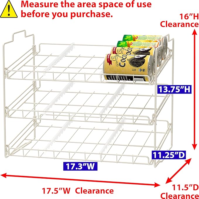 Deco Brothers Stackable Can Rack Organizer Holds Up to 36 Cans, White | for Kitchen and Pantry