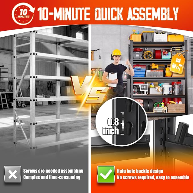Set of 4 71"H-35"W-16D Garage Shelving-2050LBS 5 Tier Storage Shelves,Adjustable Heavy Duty Metal Shelving Unit and Storage Large Rack,Utility Steel Shelf For Shop Warehouse Industrial Pantry Basement